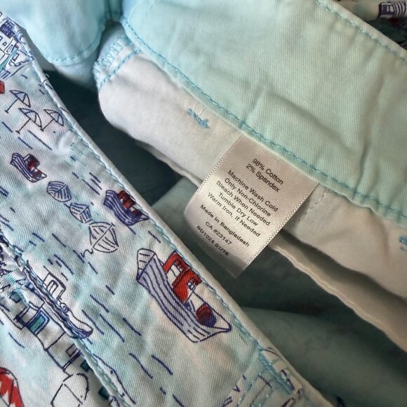 Talbots Flat Front The Weekend Chino Santorini Print Blue Casual Pants Size 12 - Picture 9 of 14